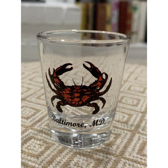 Baltimore MD Crab Shot Glass Clear Souvenir 2 oz - Picture 1 of 6